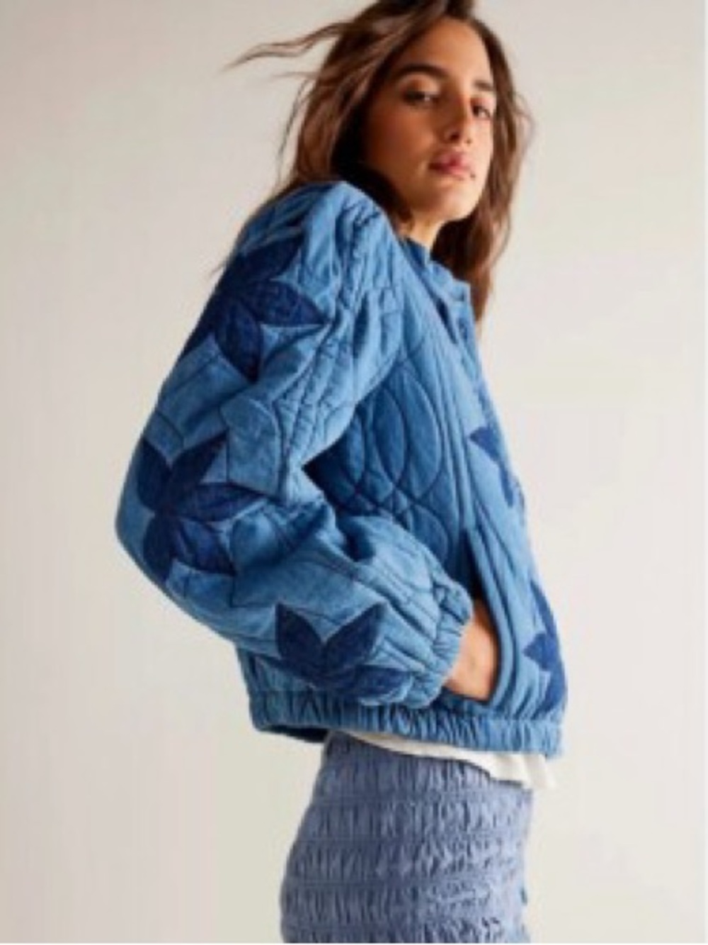 *NEW* Free People Quinn Quilted Cotton Demin Jacket, size S - Picture 2 of 8